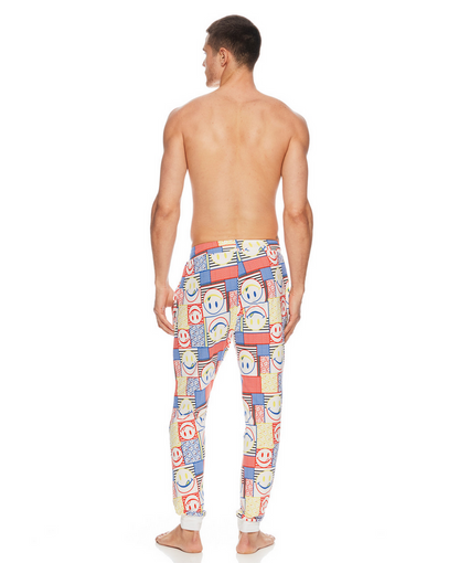 Joe Boxer Men's White Pop Art Jersey Jogger Pants