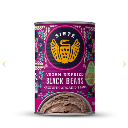 Siete Foods Vegan Refried Black Beans - 12 Cans