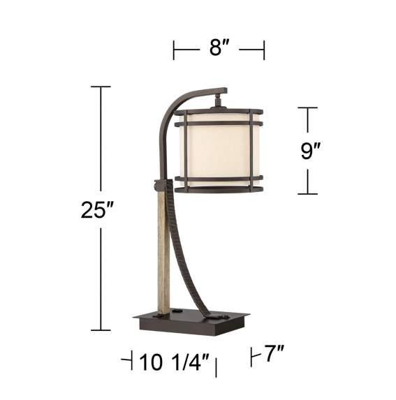 Lamps Plus Franklin Iron Works Gentry 25" Bronze Mission Outlet and USB Desk Lamp