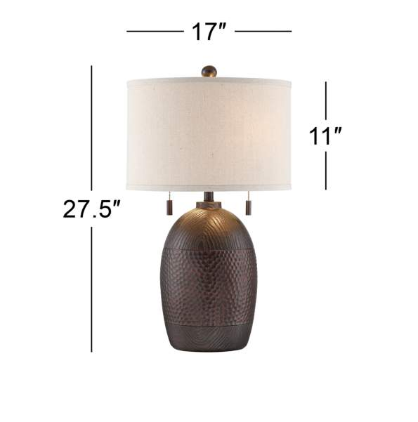 Lamps Plus Franklin Iron Works Byron 27 1/2" Hammered Bronze Pull Chain Lamp