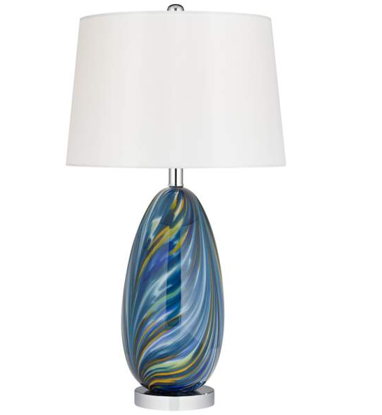 Lamps Plus Possini Euro Pablo 27" Modern Blue Art Glass Table Lamps Set of 2