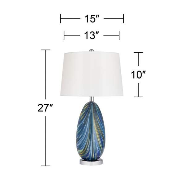 Lamps Plus Possini Euro Pablo 27" Modern Blue Art Glass Table Lamps Set of 2