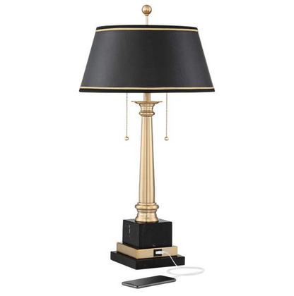 Lamps Plus Barnes and Ivy Georgetown 28 1/2" Brass Traditional Lamp with USB Port