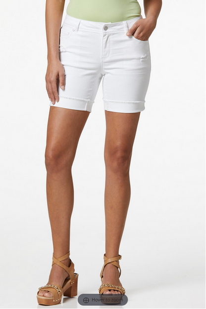 Cato Fashions Women's Distressed White Denim Shorts