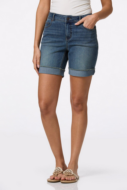 Cato Fashions Women's Cuffed Curvy Denim Shorts