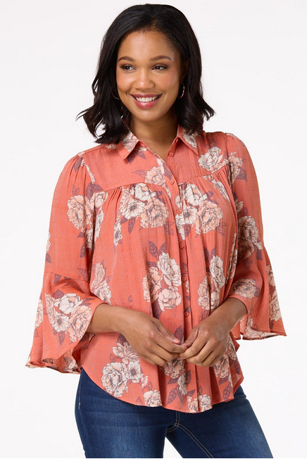 Cato Fashions Women's Fiery Floral Shirt