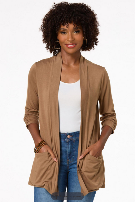 Cato Fashions Women's Solid Draped Cardigan