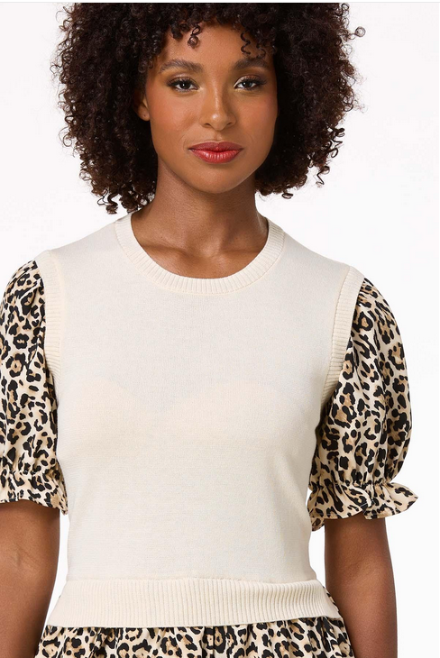 Cato Fashions Women's Layered Leopard Sweater