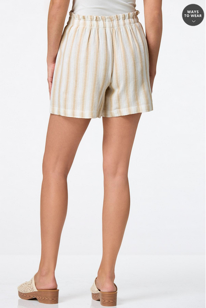 Cato Fashions Women's Stripe Woven Buckle Shorts