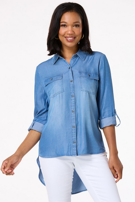 Cato Fashions Women's Chambray Button Down Shirt