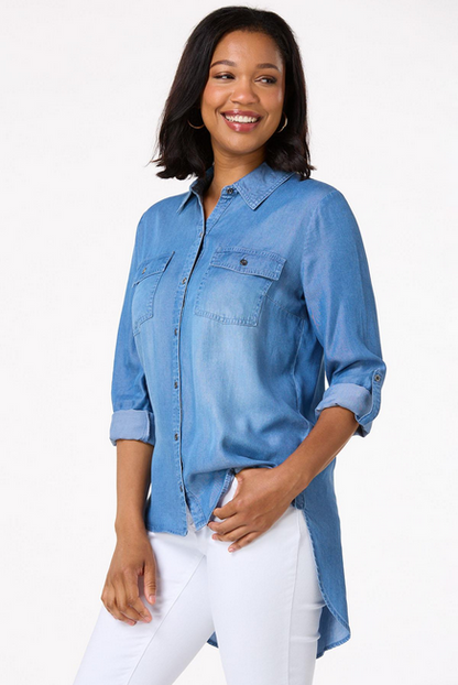 Cato Fashions Women's Chambray Button Down Shirt