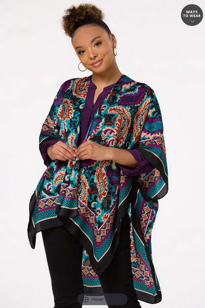 Cato Fashions Women's Paisley Silky Kimono