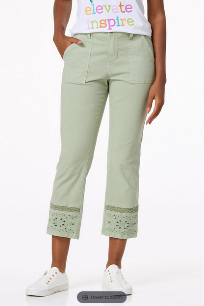 Cato Fashions Women's Embroidered Twill Ankle Pants