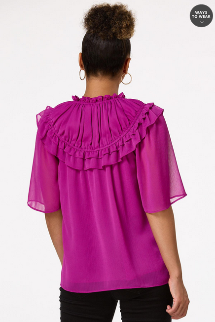 Cato Fashions Women's Ruffled Neck Top