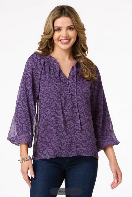 Cato Fashions Women's Balloon Sleeve Poet Top