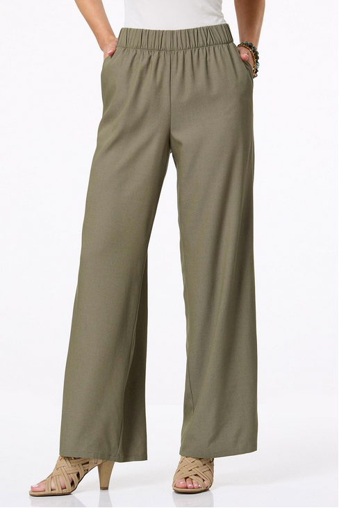 Cato Fashions Women's Olive Wide Leg Pants