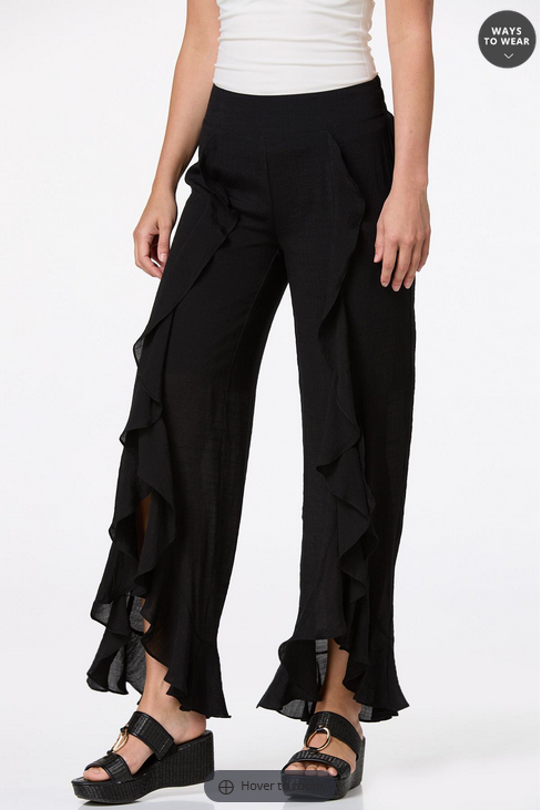 Cato Fashions Women's Black Ruffled Front Pants