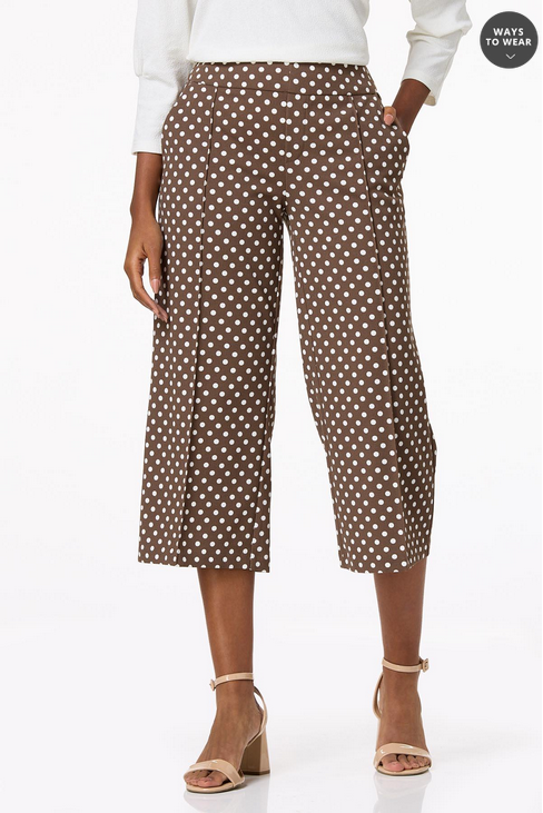 Cato Fashions Women's Cropped Dotted Wide Leg Pants