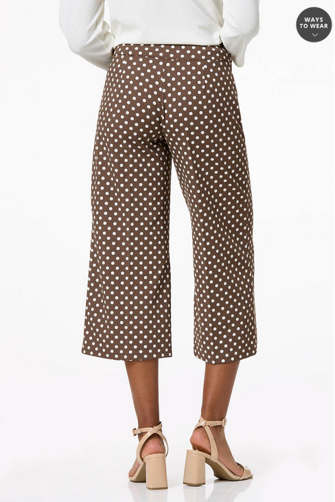 Cato Fashions Women's Cropped Dotted Wide Leg Pants