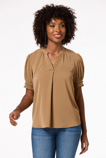 Cato Fashions Women's Smocked Sleeve Top