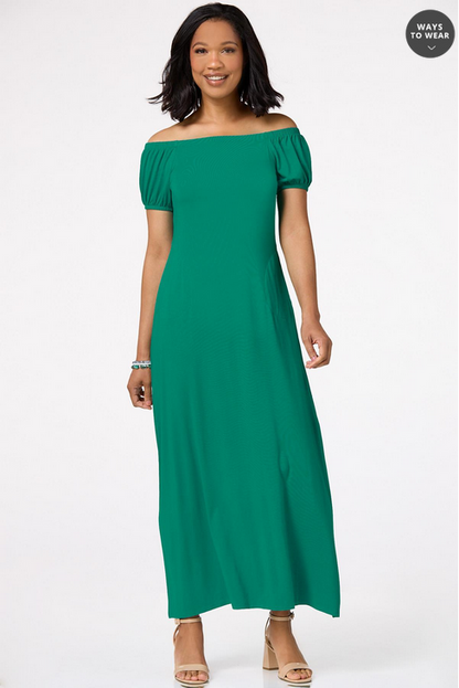 Cato Fashions Women's Green Cold Shoulder Maxi Dress