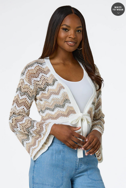 Cato Fashions Women's Chevron Sweater Cardigan