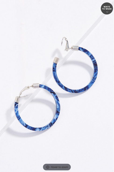 Cato Fashions Women's Blue Clip- On Hoop Earrings