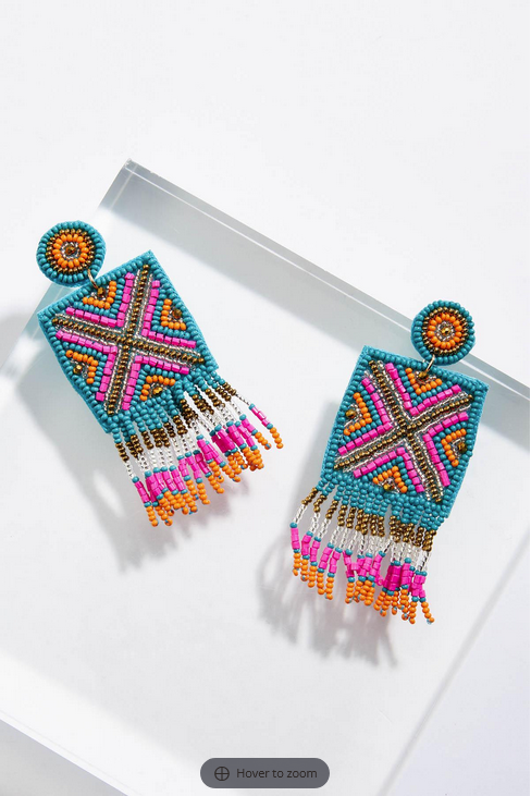 Cato Fashions Women's Beaded Fringe Deco Earrings