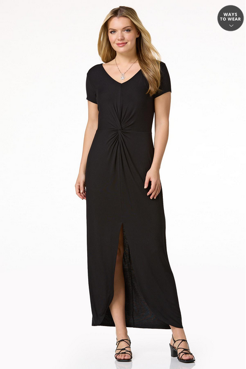 Cato Fashions Women's Black Twisted Maxi Dress