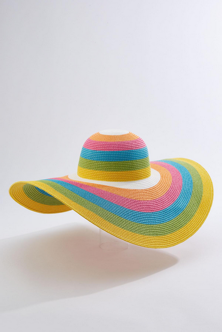 Cato Fashions Women's Multi Stripe Oversized Floppy Hat