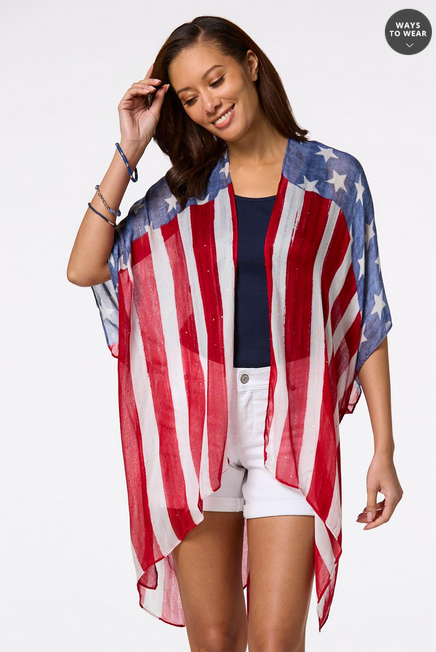 Cato Fashions Women's Stars And Stripes Kimono