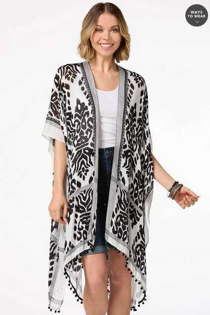 Cato Fashions Women's Contrast Print Kimono