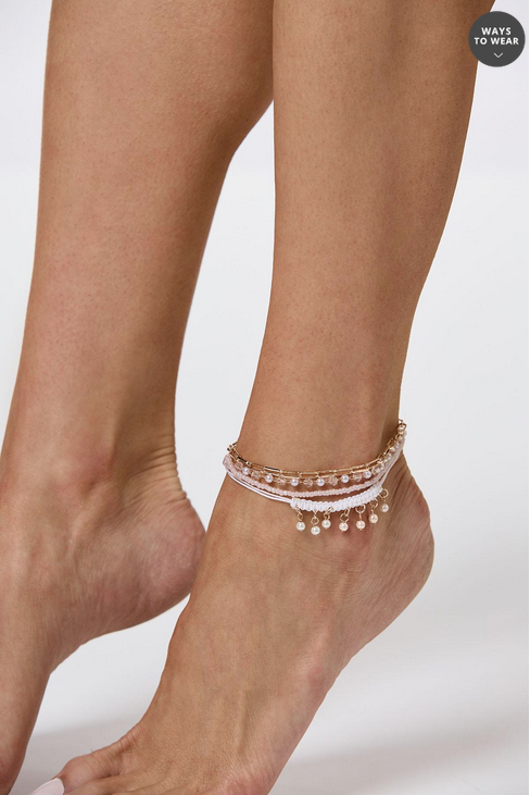 Cato Fashions Women's Shaky Pearl Beaded Anklet