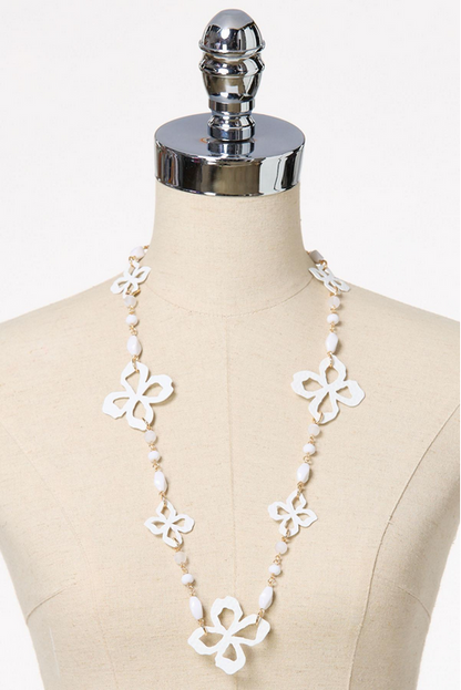 Cato Fashions Women's Rubber Floral Long Necklace Set