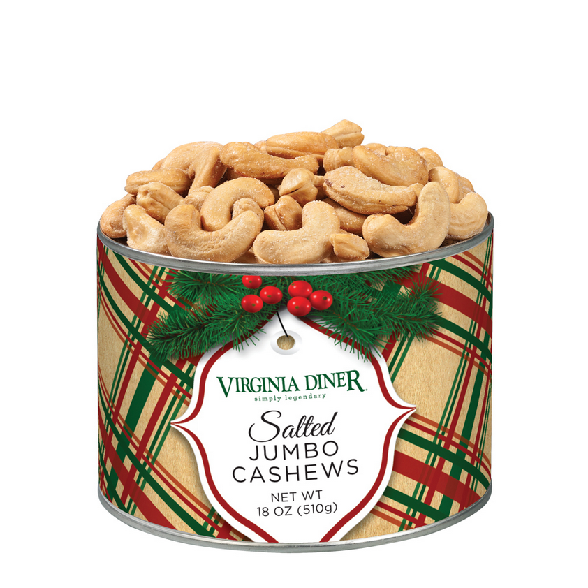 Virginia Diner Holiday Plaid Salted Jumbo Cashews