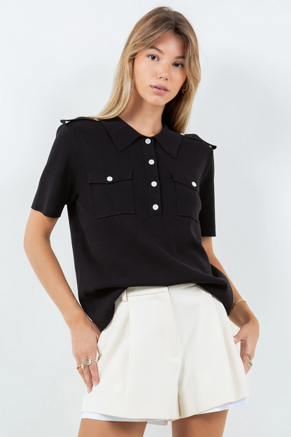 Ruby & Jenna Women's Polo Shirt Pocket Detail
