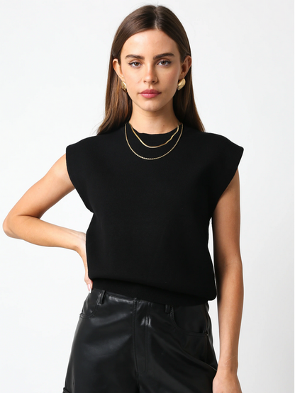 Ruby & Jenna Women's Sleeveless Shoulder Pad Sweater