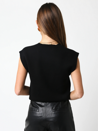 Ruby & Jenna Women's Sleeveless Shoulder Pad Sweater