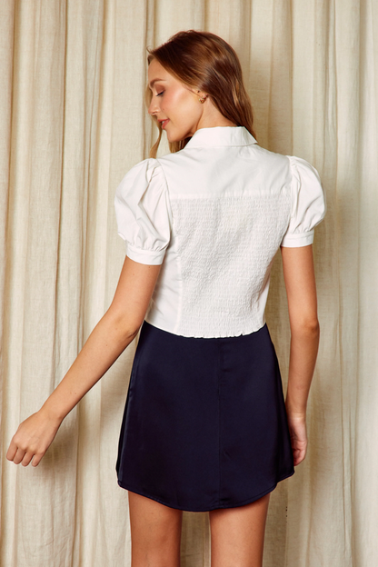 Ruby & Jenna Women's Puff Sleeve Short Top