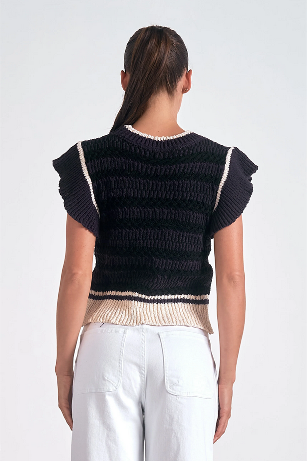 Ruby & Jenna Women's Flutter Cap Sleeve Sweater