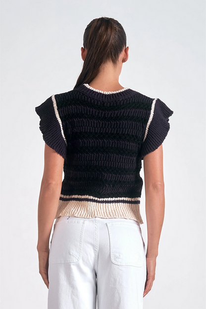 Ruby & Jenna Women's Flutter Cap Sleeve Sweater