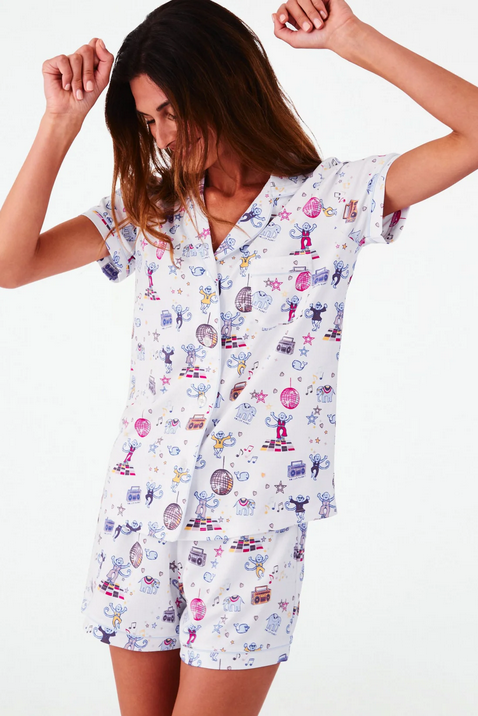 Roller Rabbit Women's Boogie Monkeyland Polo Pajamas