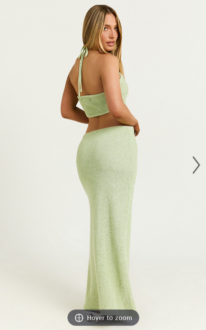 Showpo Amalie The Label - Mina Halter Knit Side Cut Out Midi Dress in Green