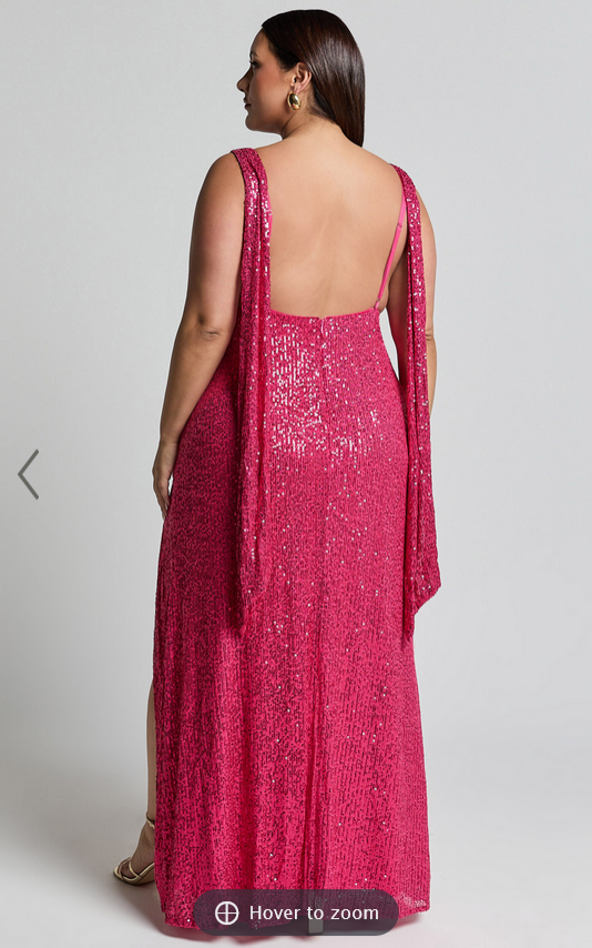 Showpo Malisha Maxi Dress - Sequin Cowl Neck Backless Dress