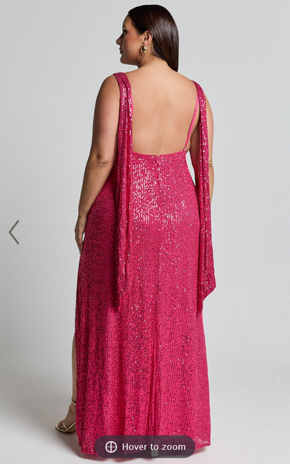 Showpo Malisha Maxi Dress - Sequin Cowl Neck Backless Dress