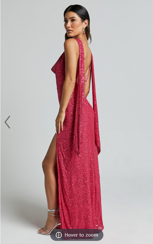 Showpo Malisha Maxi Dress - Sequin Cowl Neck Backless Dress