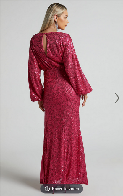 Showpo Arlington Midi Dress - Sequin Long Sleeve Dress