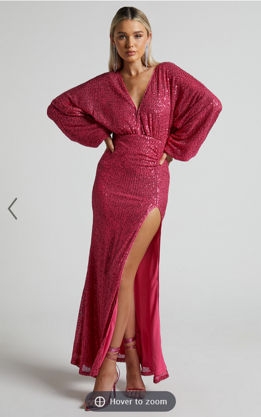 Showpo Arlington Midi Dress - Sequin Long Sleeve Dress