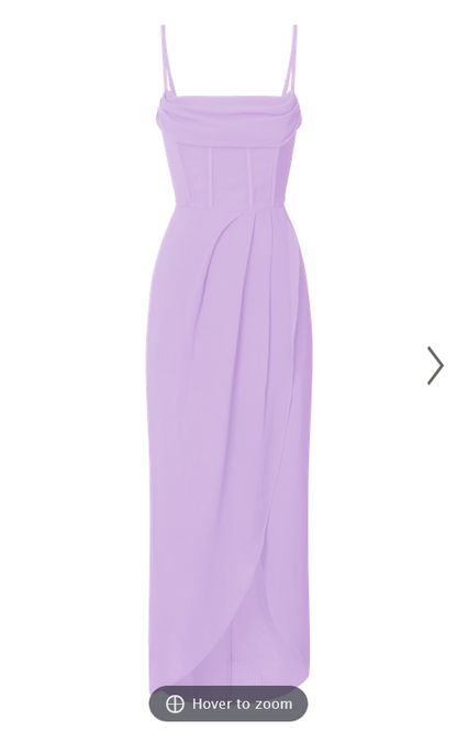 Showpo Andrina Midi Dress - High Low Wrap Corset Dress in Lilac