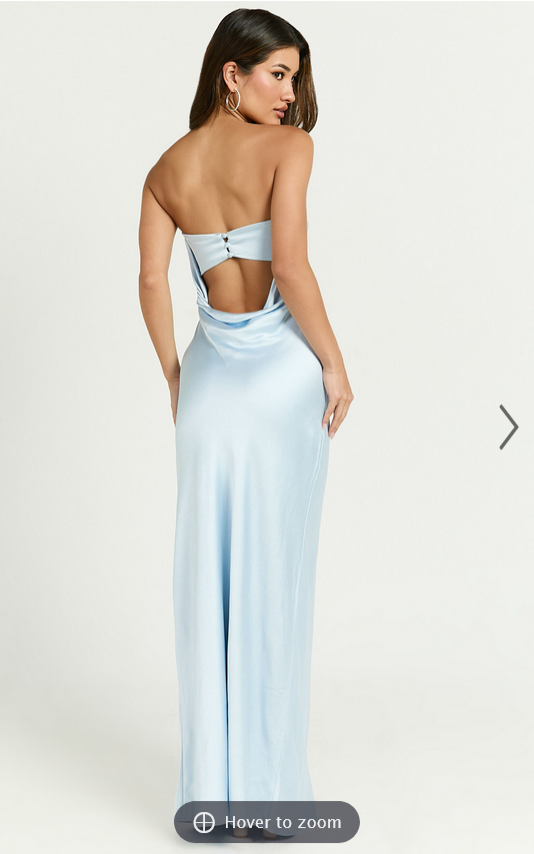 Showpo Charlita Maxi Dress - Strapless Cowl Back Satin Dress